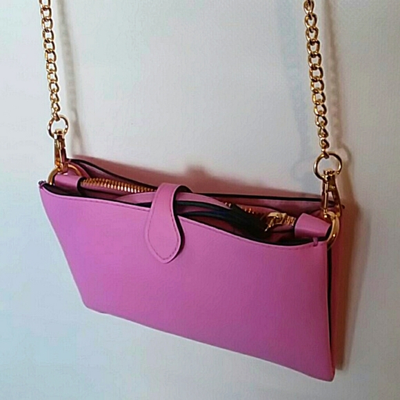 Purple Clutch Cardholder Wristlet Gold Chain Crossbody Mini Bag - Picture 2 of 4